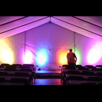 Colored speakers tent ready for use!